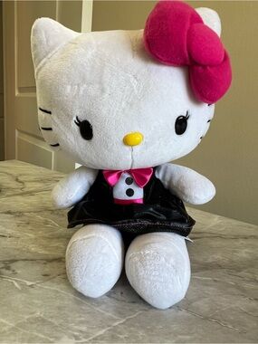 Hello Kitty White Plush with Hot Pink Bow and Black Dress